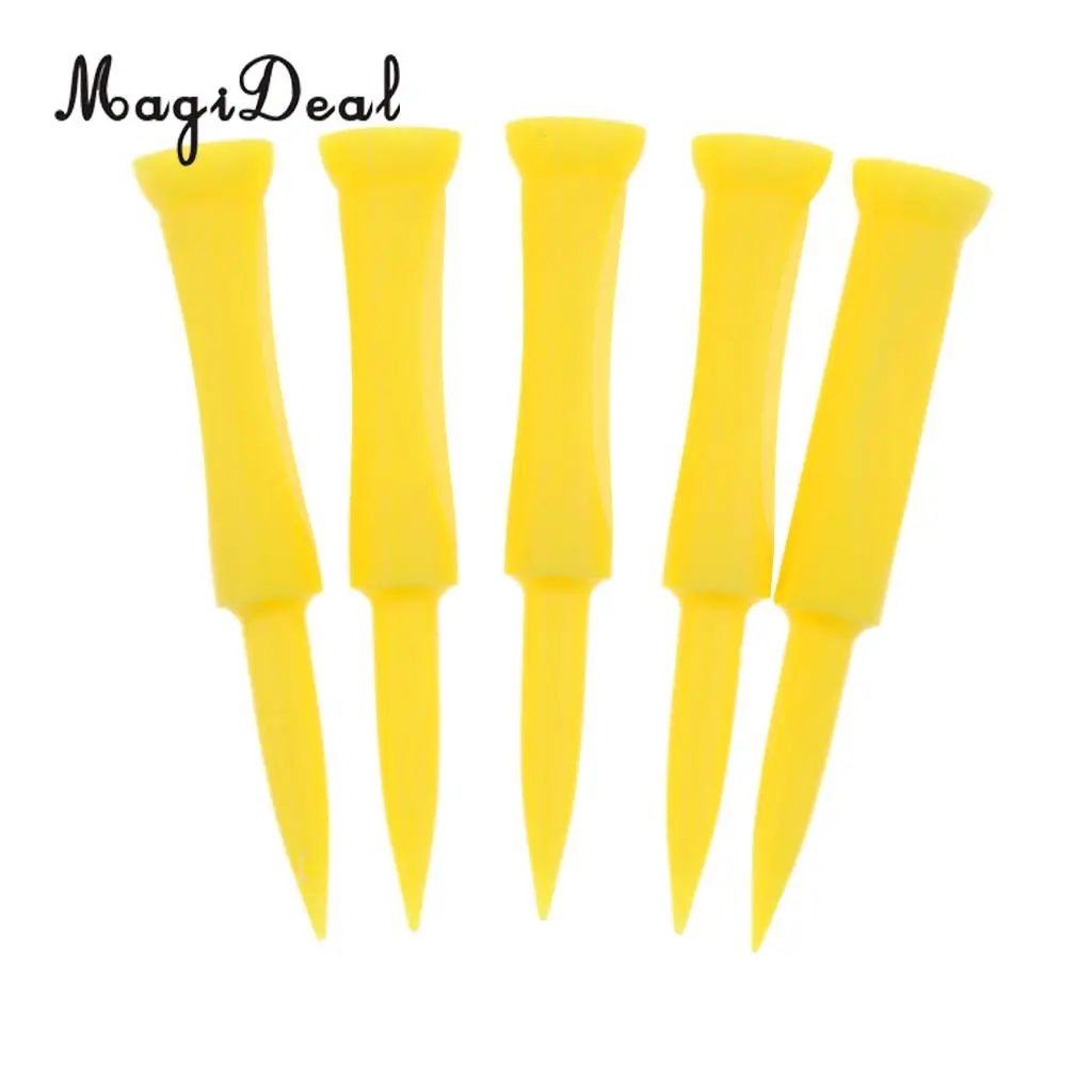 MagiDeal 5 Pieces Plastic Castle Golf Tee 70mm Yellow - Golfer Training Tool Equipment for Golf Pratice Accessories