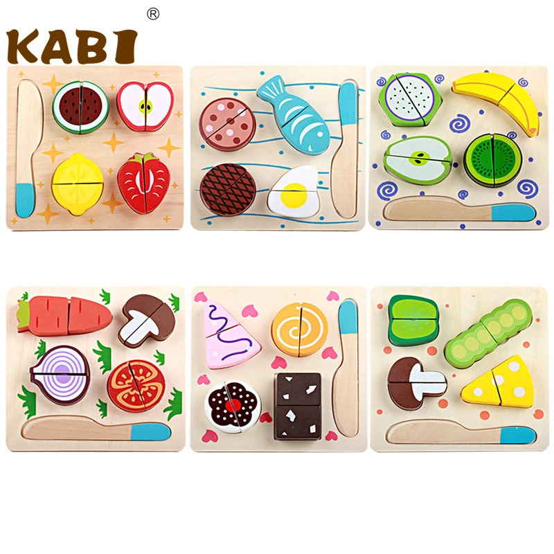 Деревянные игрушки для ролевых игр классические кубики фруктов Кухонные