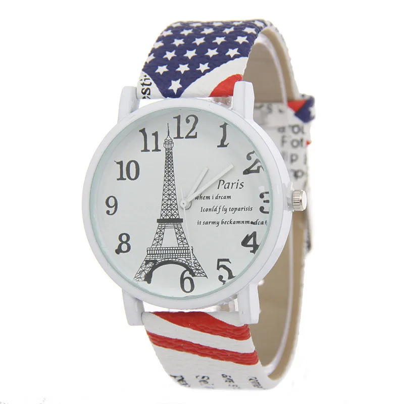 

MINHIN 5 Styles European Leather Watch Classic Figures Paris Tower Design Big Dial Female Quartz Wristwatches Relogio