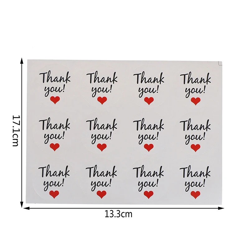 

60pcs/5 sheets Thank You Red Heart Handmade Cake Packaging Sealing Label Kraft Sticker Baking DIY Work Gift Box Round Stickers