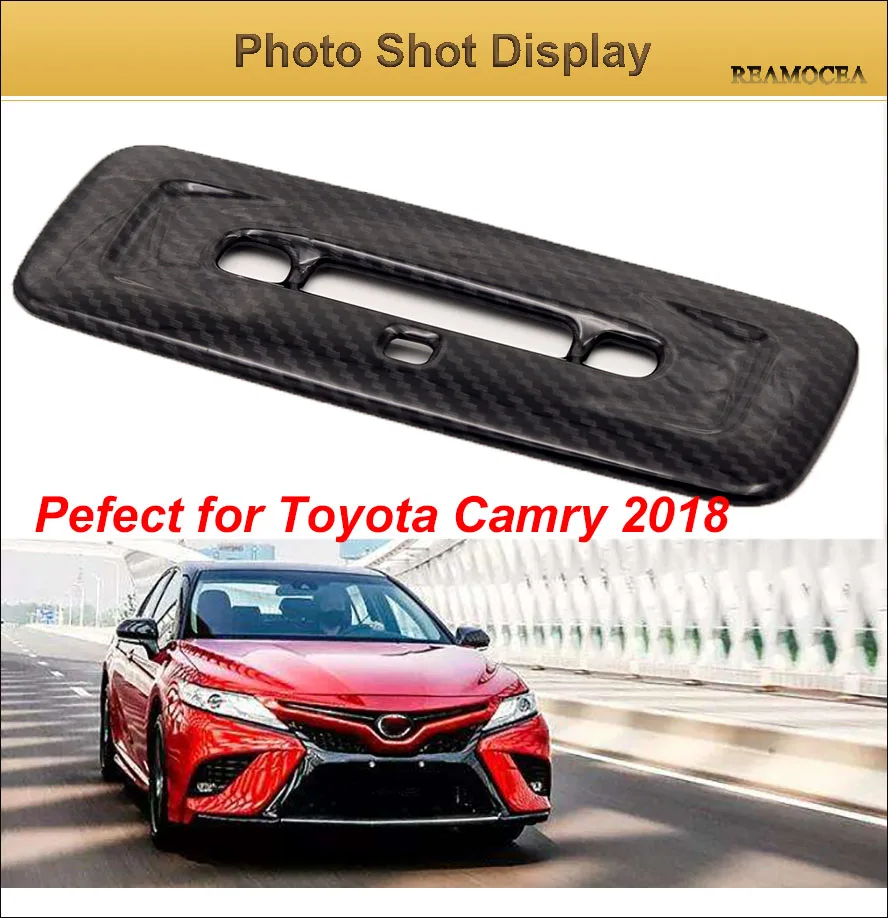 Reamocea For Toyota Camry 2018 Carbon Fiber Car Back Rear Tail Reading Switch Button Light Lamp Frame Trim Decoration Cover (9)