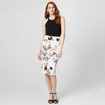 

Autumn Pencil Leisure Skirt Women High Waist Flower Skirts Vintage Elegant Bodycon Floral Print Midi