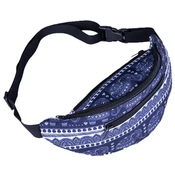 

High Quality Waist Bag Fashion Unisex Decorative Pattern Waist Bag Floral Zipper Nylon Gym Fitness Bag Nylon Chest Package #YL5