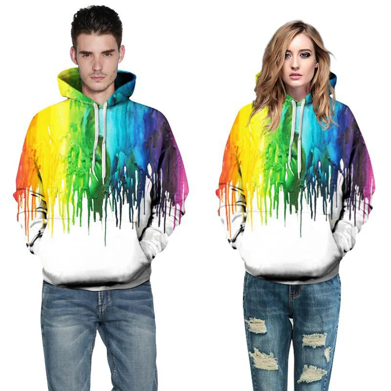Lyprerazy Men 3D Rainbow  Hoodie Women New Fashion Drips Sweatshirts Jacket Funny Oil Painting Printed Hoody Tops