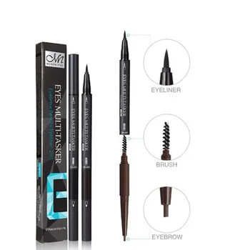 

New products 10 pcs/lot 3 in 1 multifunctional lasting waterproof 3 color double head Eyebrow pen Eyeliner