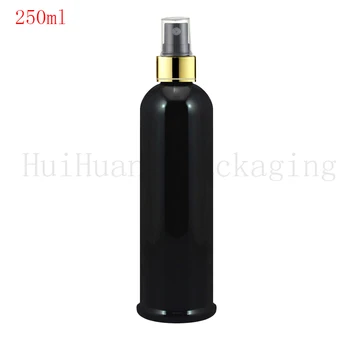 

20pcs 250ml Empty black perfume spray bottle 250ml black Plastic Bottle With Gold collar Mist Sprayer Pump Container