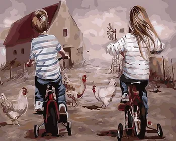 

Unframe diy oil picture oil paintings by numbers figure painting paint by number for home decor 4050cm childhood