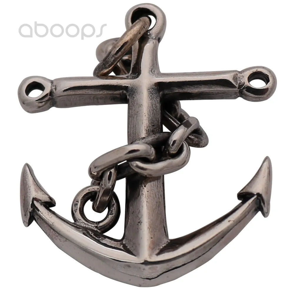 Vintage Solid 925 Sterling Silver Cross Anchor Necklace Pendant Gifts