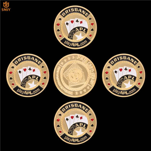 5 шт/лот Золотой покер карты Guard США Брисбен Playapl поп памятный вызов маркер монета Коллекция с защитная капсула - Цвет: SMJY-5-024-5P