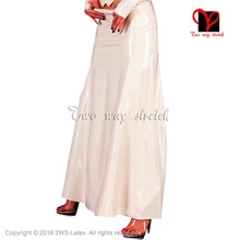 Сексуальная белая плиссированная латексная юбка с молнией сзади длинная резиновая юбка размера плюс XXXL QZ-121