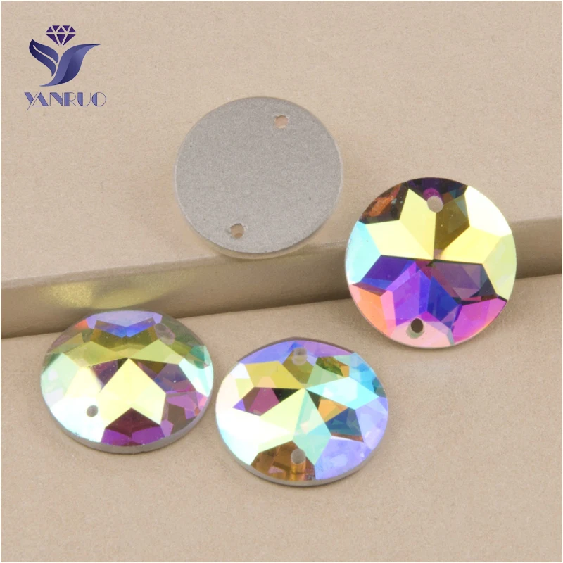 

YANRUO 2006TH 8-20mm AB Round Flat Back Strass Sew On Rhinestone Crystal Glass Stones For Jewelry Making