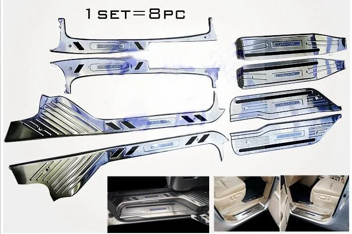 

For Toyota ALPHARD VELLFIRE 20 2008-2014 Year Blue and White LED Welcome Pedal Trim 8PCS