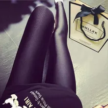 2018 wysokiej elastyczna Stretch czarne legginsy błyszczące spodnie duży rozmiar legginsy wysokiej jakości kobiet 1 sztuk tanie tanio Anyongzu Kostek leggings STANDARD Z dzianiny sweet bee WOMEN Sexy Club POLIESTER Stałe