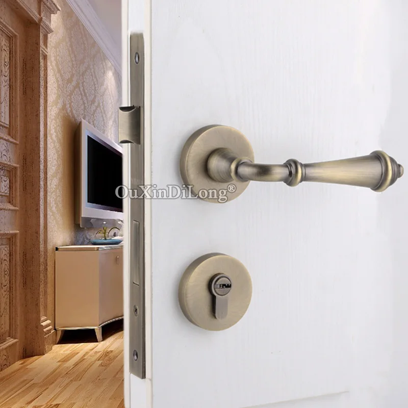  High Quality European Mortise Door Lock Set Copper Interior Door Lever Lock for Living Room Bedroom - 33019503854