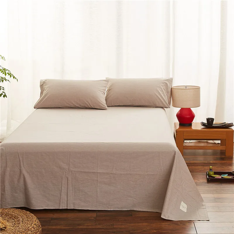 

Gray Simple European Style 100% Cotton 1pcs Bed Sheet Linens + 2pcs Pillowcase Sheets Super Soft 245x270cm Super King Size Warm
