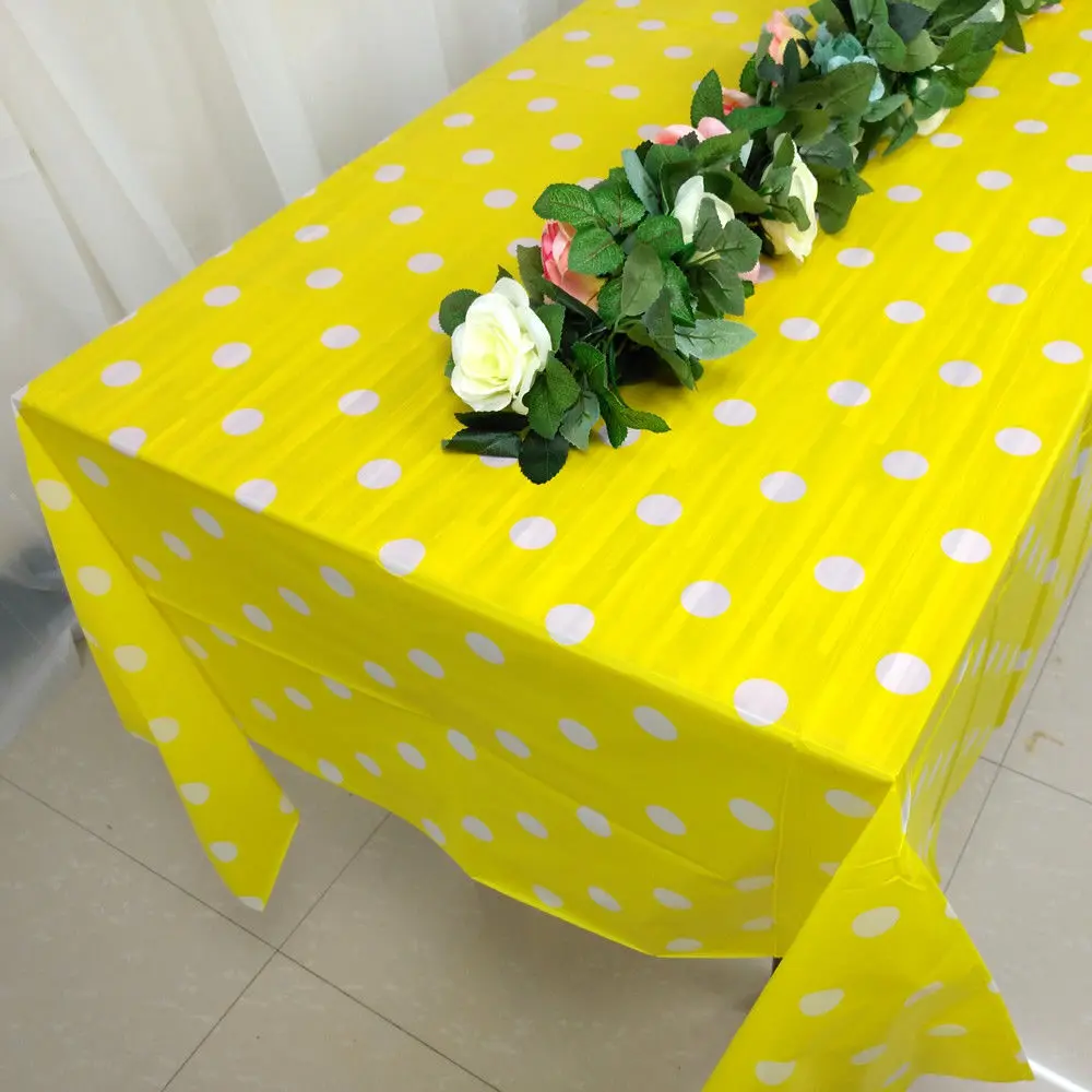 Водонепроницаемый прямоугольник горошек скатерть ПВХ покрытие стола для свадьбы украшение для банкета и вечеринки - Цвет: Цвет: желтый