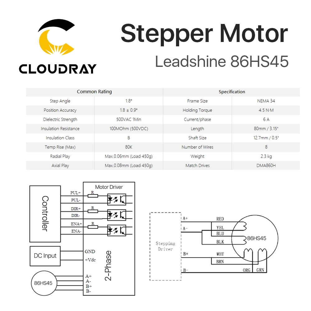 Leadshine 2 фазный шаговый двигатель 86HS45 для NEMA34 6A длина 80 мм вал 12 7 мм|2 phase stepper motor|stepper