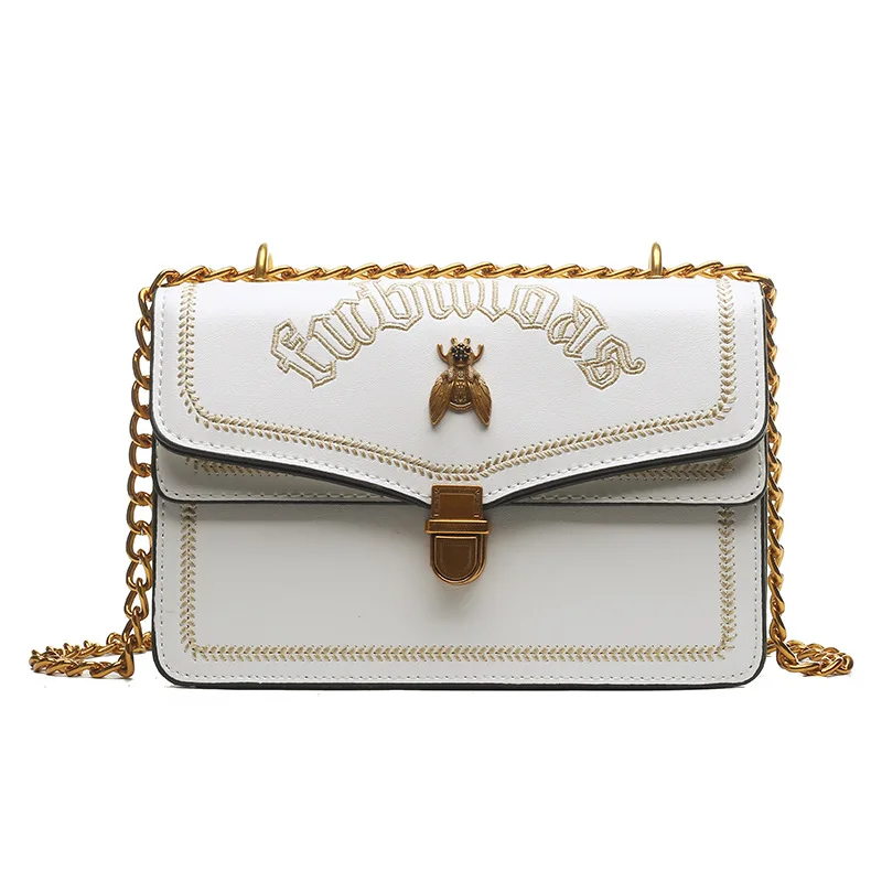 

Girl 2019 New Chain Small Square Bag Fashionable Occidental Style One Shoulder Slant Bag