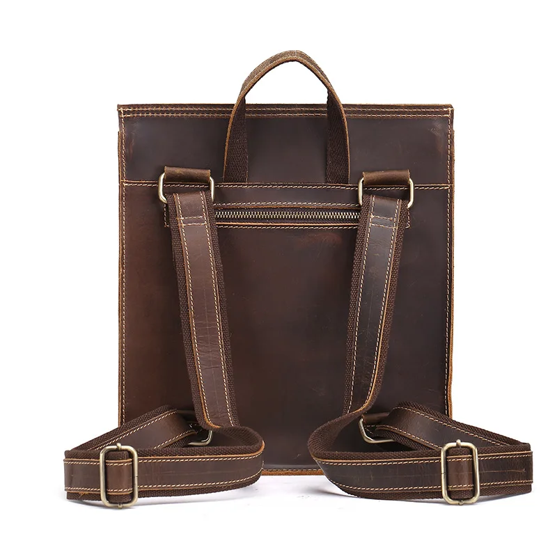 Title 3, Mochila de cuero Crazy Horse para hombre con cu...