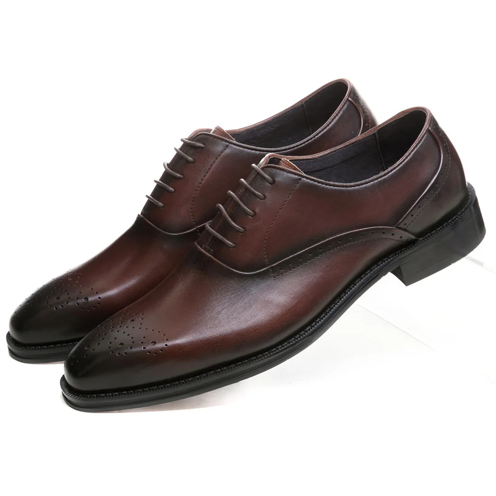 Качественная обувь Goodyear Welt коричневые/черные оксфорды Мужские модельные туфли