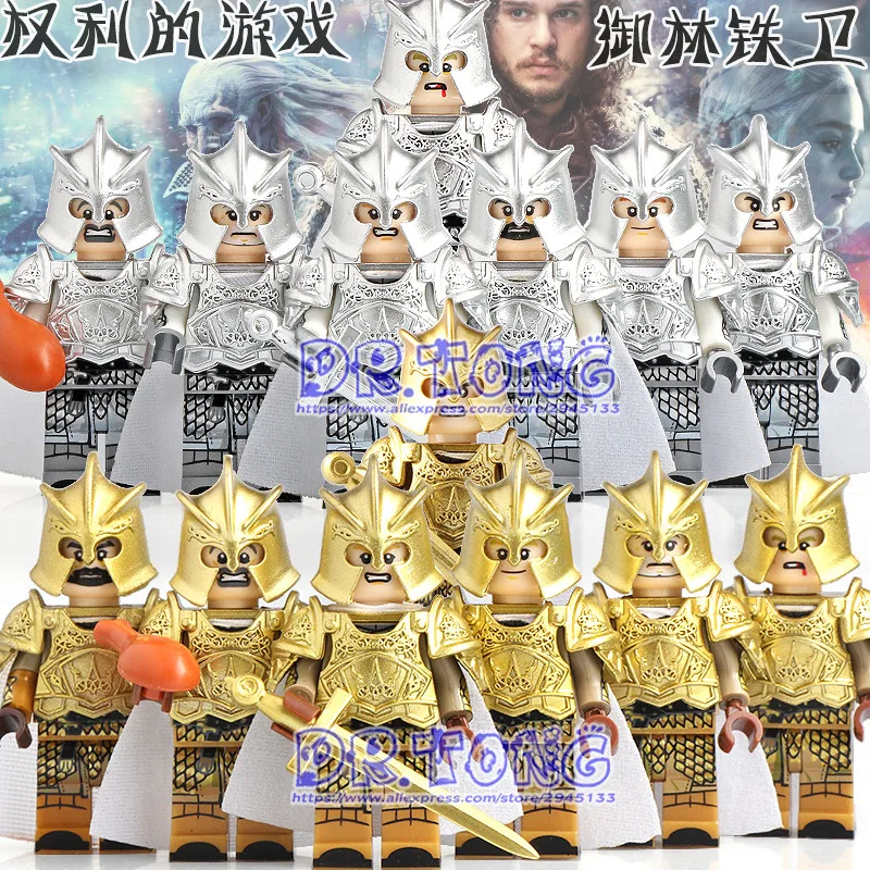 

20Pcs/Lot Legoed Game of Thrones Kingsguard Action Figure Medieval Knight Soldiers Army Infantry Building Blocks Toys Kid KT1001