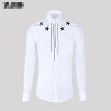 Новая мода пятиугольная Звезда линия вышитая рубашка для мужчин с длинными рукавами осенью и зимой