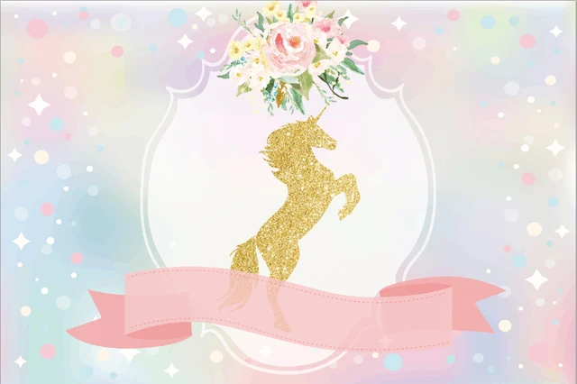 7x5ft gold unicorn flowers ribbons moon bokeh baby shower kids