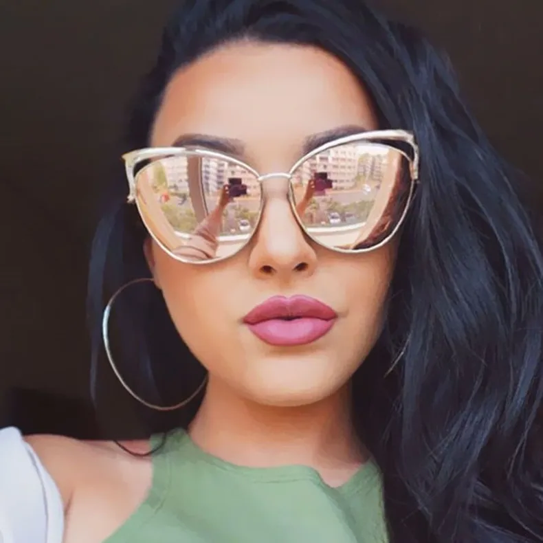 Luxury High Quality Cat Eye Sunglasses Women Brand Designer Vintage Sun Glasses For Women Female Lady Sunglass Mirror Oculos New (13)
