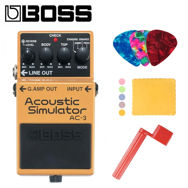 Boss AC-3 Acoustic Simulator Pedal for Guitar Bundle with Picks