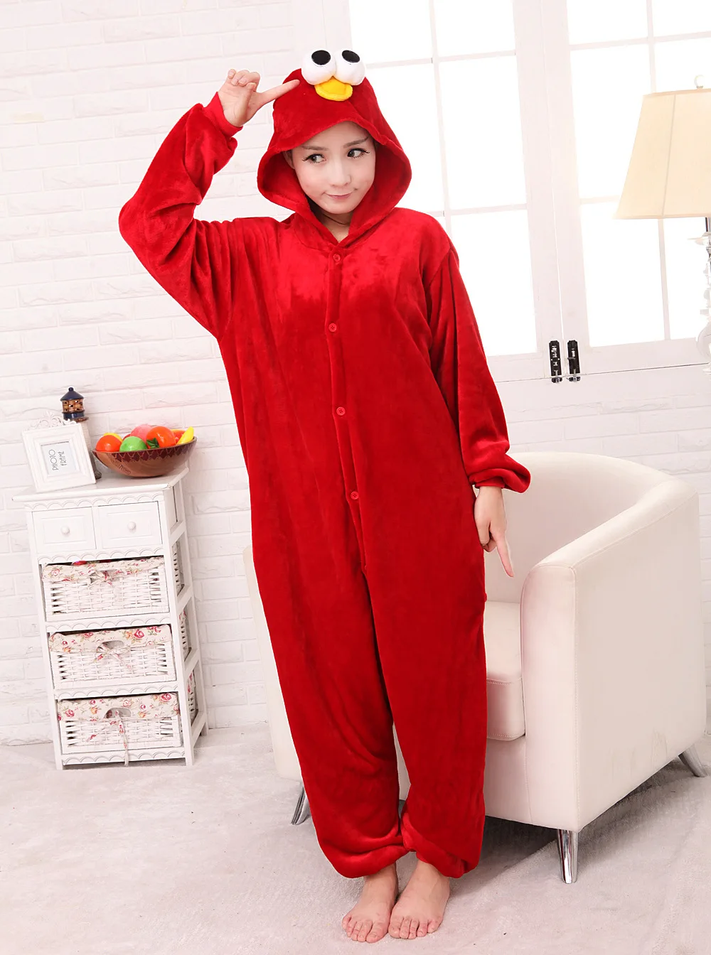 Blue Cookie Monster Red Elmo Onesies Animal Cosplay Costume