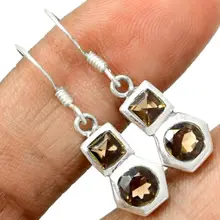 Оригинальные серьги из дымчатого кварца 925 пробы серебро KE0141 33 мм 3 9 г