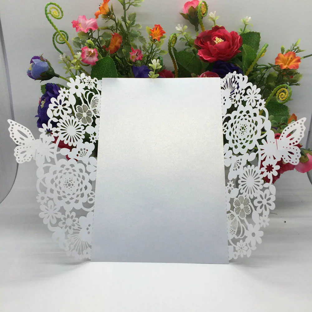  High Quality 10 Pcs/Bag Fashion Invitations Card Solid Color Hollow Flower Elegant Greeting Cards F - 33038596110