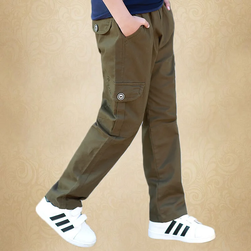 

8-15 Year Boys' Casual Trousers 2019 New Trousers For Big Boys Cotton Trousers Children's Overalls Spring Wear Kids Cargo Pants