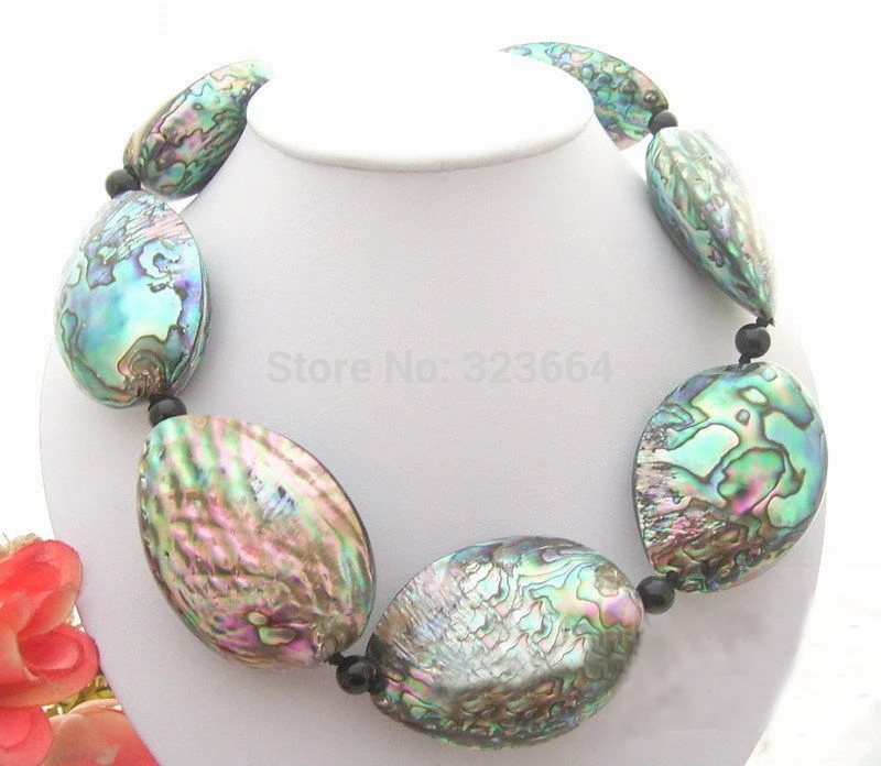 

Natural 43x58mm Paua Abalone Shell Necklace