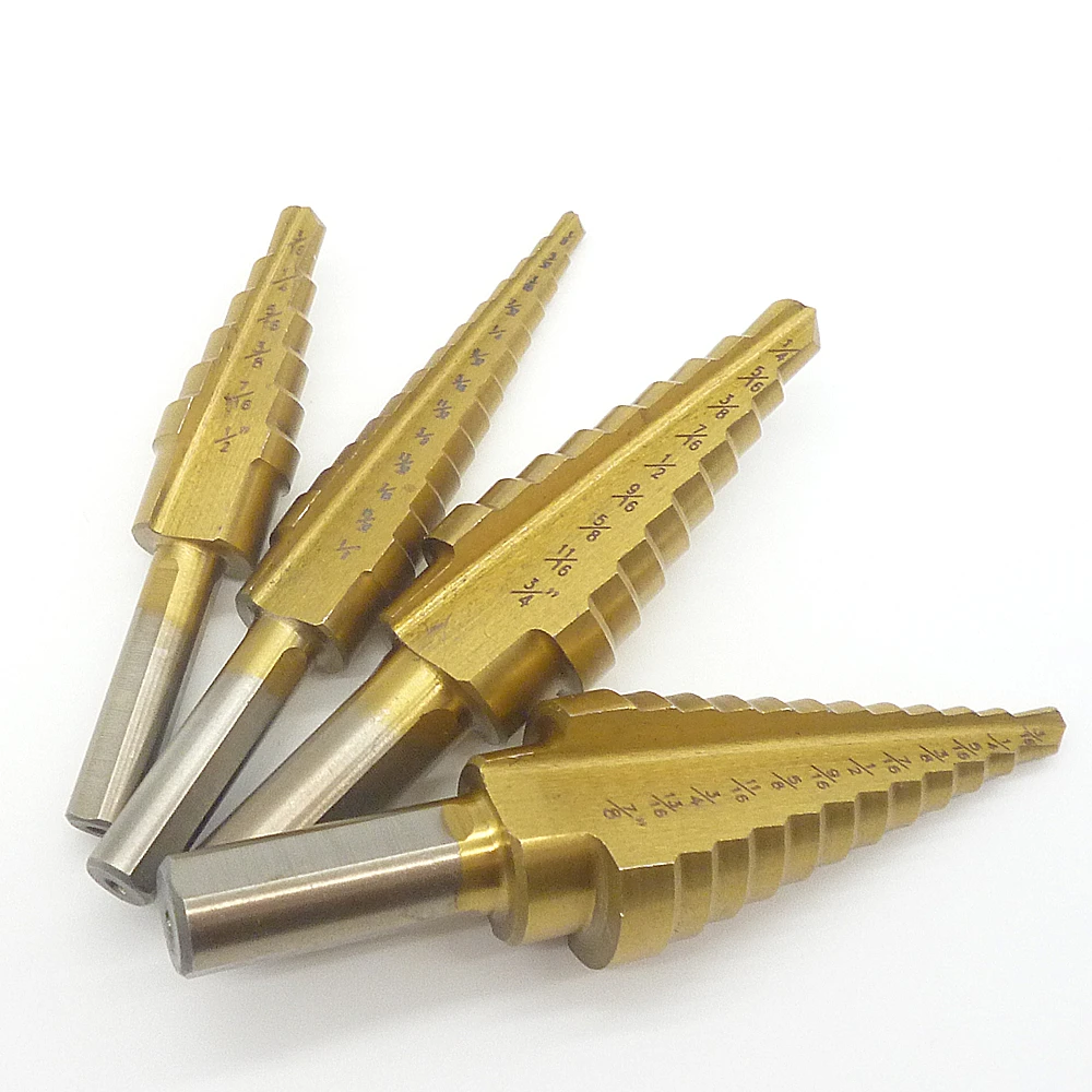 4pcs HSS Step Drill Bit Set Industrial Reamer 3/16 1/2" 1/8 1/2" 1/4 3/