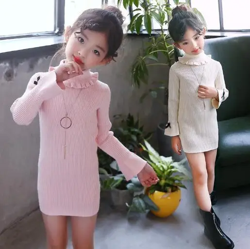 Aliexpress.com : Buy Girls knitting Sweater Dress Kids Clothes Long ...