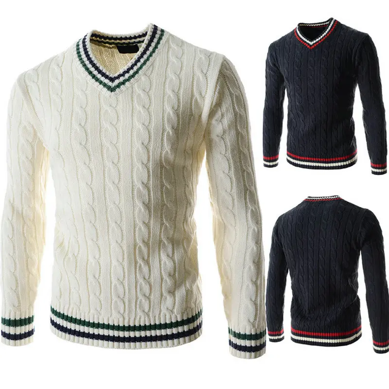 

Fashionable Men's Casual V-Neck Sweater Clothes 2018 Autumn and Winter Mens Pullover Sweater Knitwear Coat Pull Homme MM05