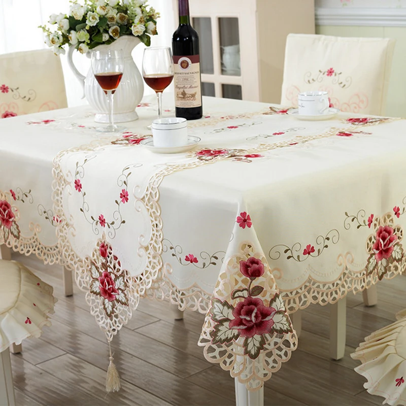 

Europe Style Computer Embroidery Dining Table Cloth Rectangle Tablecloth Covers Home Decor Wedding Decoration 60x60cm-140x220cm