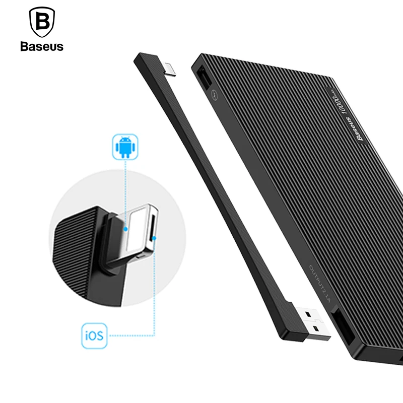 Baseus 10000mAh Dual USB Power Bank Portable External Battery Charger For iPhone Mobile Phone LCD font