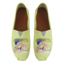 Милые животные, новые стильные Летние слипоны на плоской подошве для женщин, повседневная обувь без застежки с принтом, кроссовки для улицы