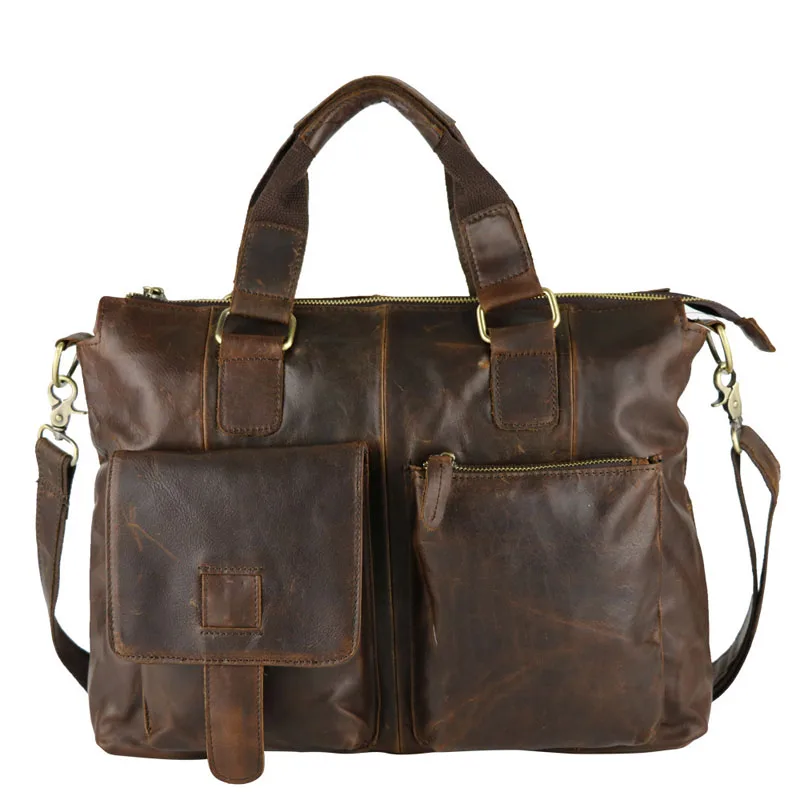 

New Vintage leather handbags cowhide men messenger bags Shoulder Bag men's briefcase Genuine Leather men's travel bags tote
