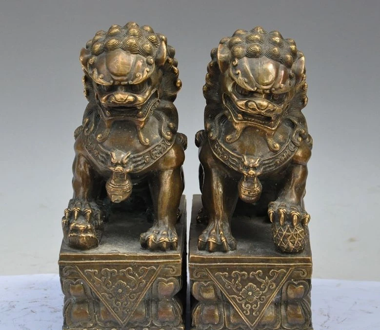 

chinese Fengshui bronze Evil spirits foo dog lion beast lucky auspicious statue