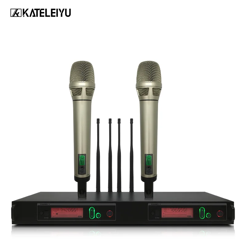Top Wireless Microphone System Professional Microphone 2 Channel UHF