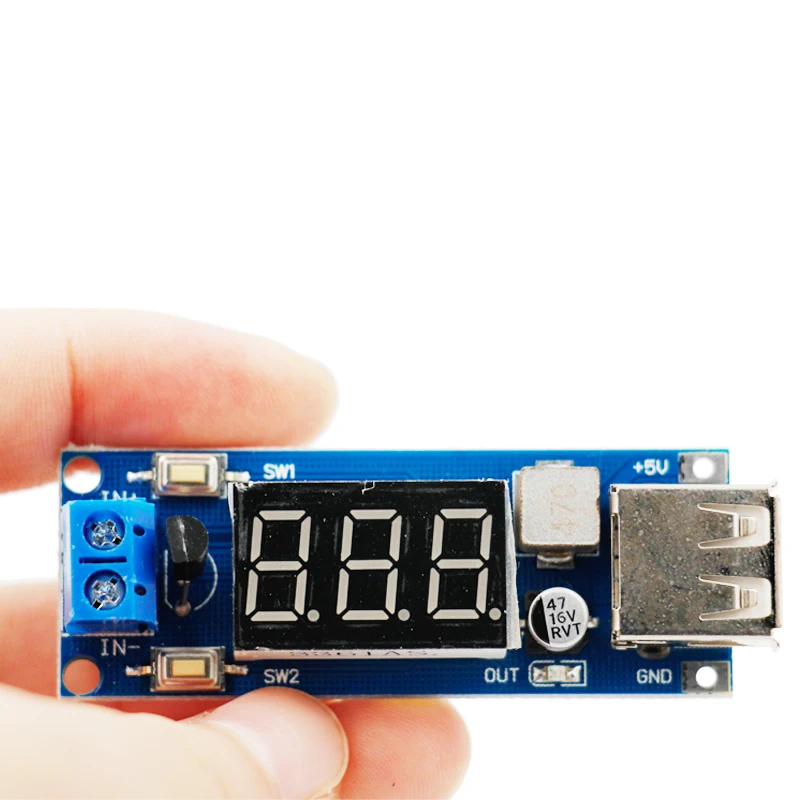 100/лот USB зарядное устройство понижающий преобразователь напряжения вольтметр Module модуль DC 4,5-40 V до 5 V 2A 40% off