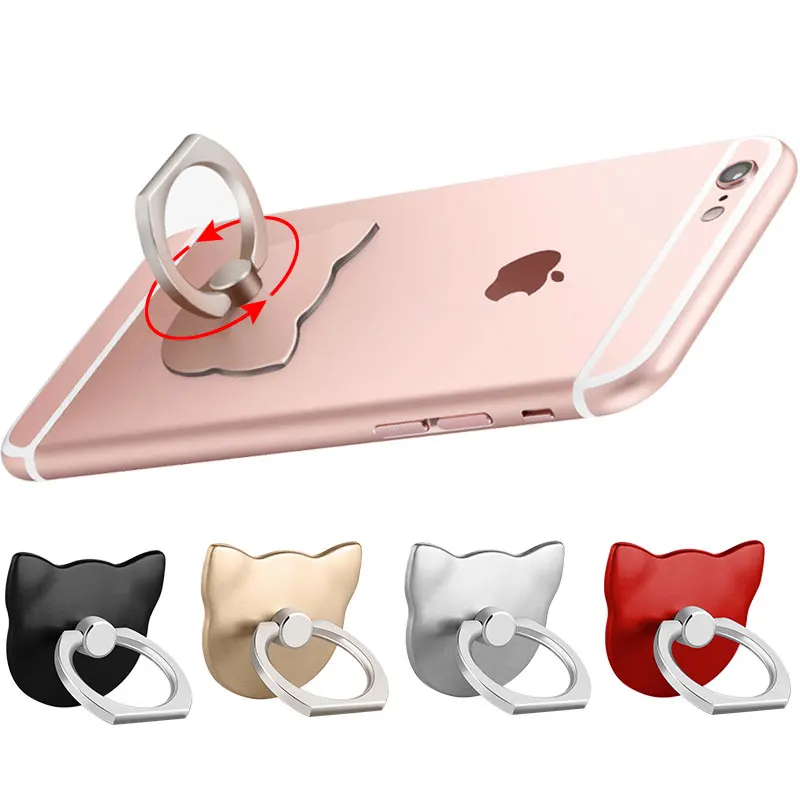 Mobile Phone Holder 360 Degree Finger Ring Cat head Cute cartoon Smartphone Stand Holder For iPhone Samsung Xiaomi