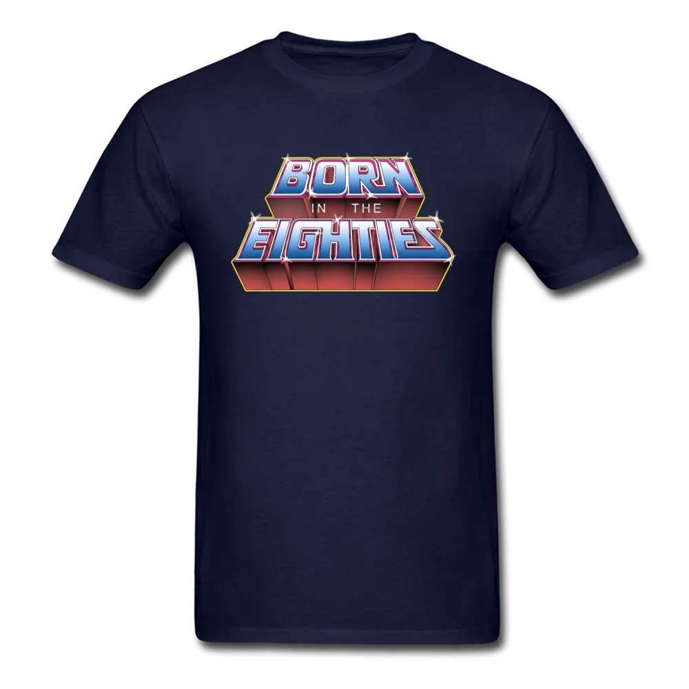 born in the eighties 8735 100% Cotton Tops & Tees for Students Normal T Shirt Group Rife Round Collar Tee-Shirts Short Sleeve born in the eighties 8735 navy