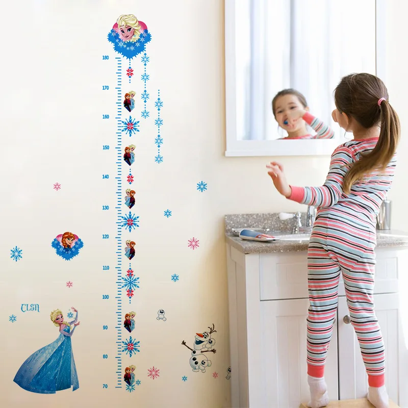 Cartoon Frozen Elsa Height Measure Wall Sticker Olaf Wall Stickers For Kids Rooms Removable Wall Stickers Home Decor Living Room
