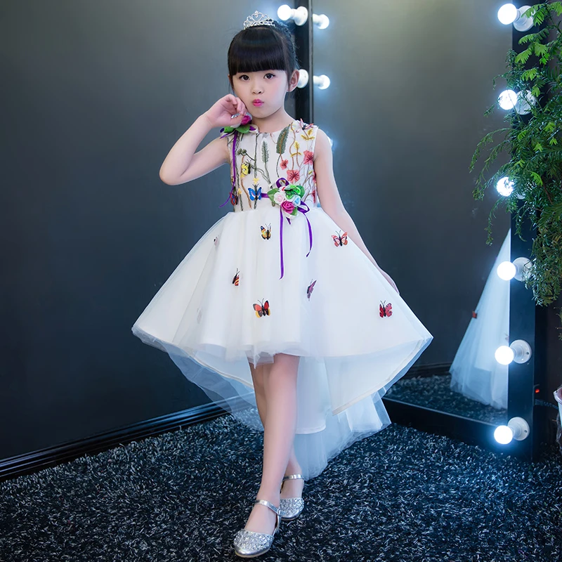 

Flower Girl Dress Butterfly Evening Ball Gown Irregular Kids Communion Prom Dresses Lace Applique Princess For Wedding Pageant