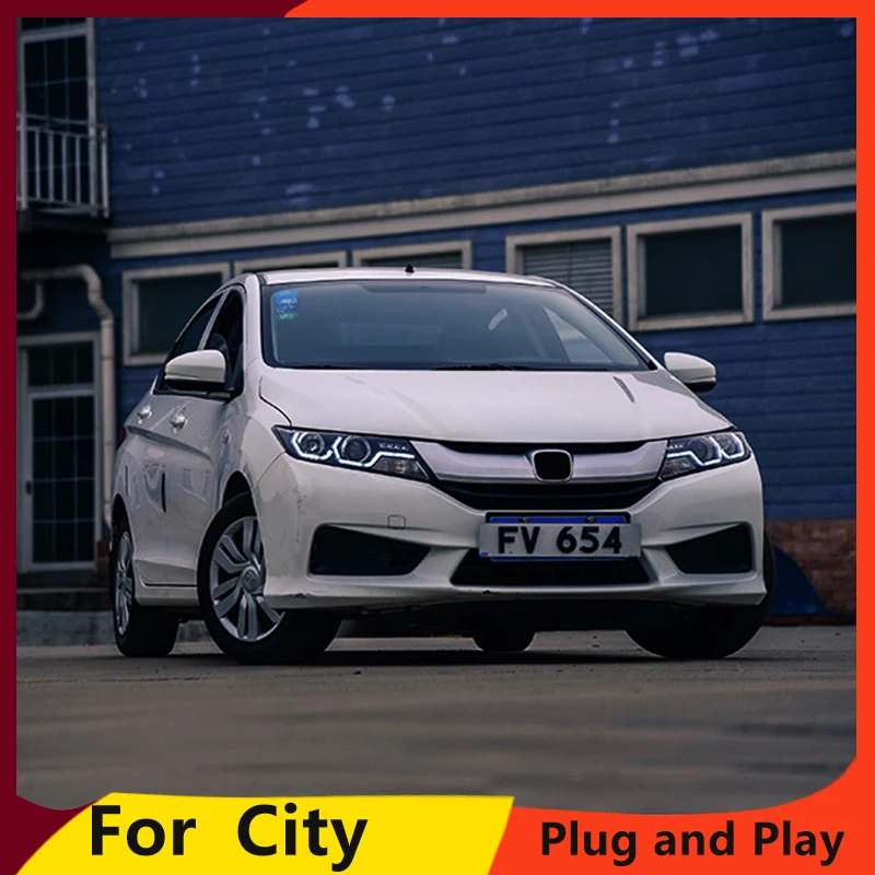 KOWELL автомобильный Стайлинг для Honda City светодиодный фары для городской головы лампы с двойным светодиодный U LED DRL двойной объектив Bi-Xenon HID KIT