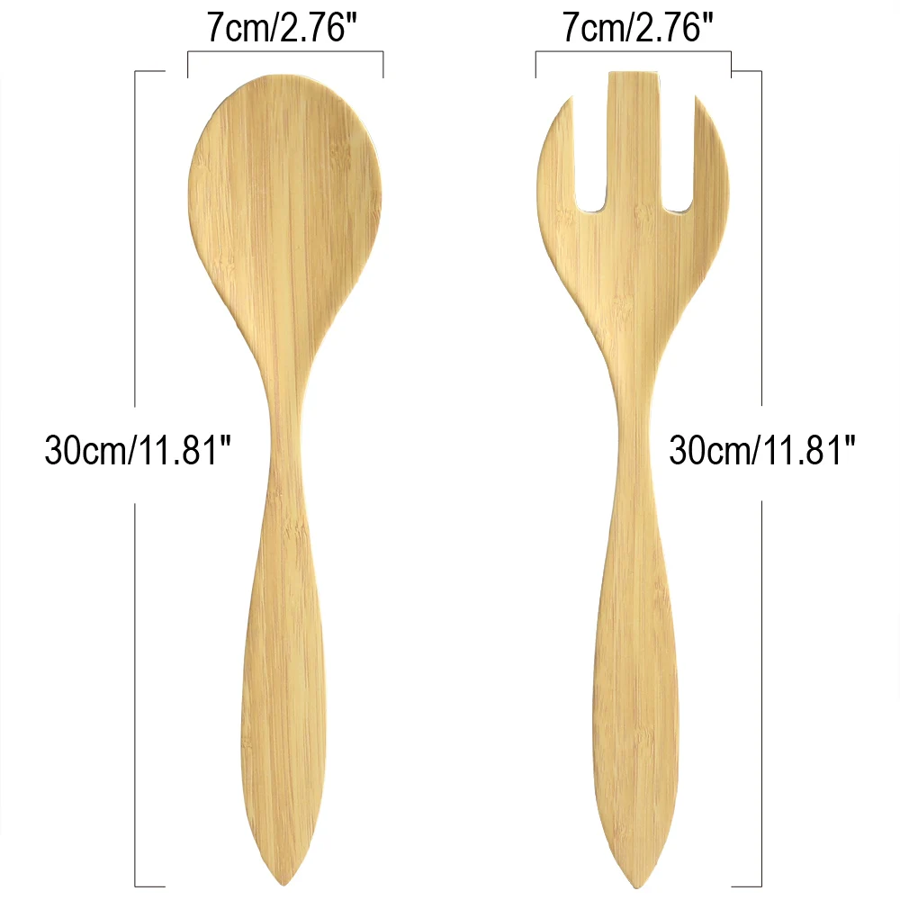 2 шт бамбуковое волокно 3 зуба салат руки Эко-дружественный бамбуковый Дерево Салат рука длинная ручка посуда многоразовые кухонные аксессуары дерево
